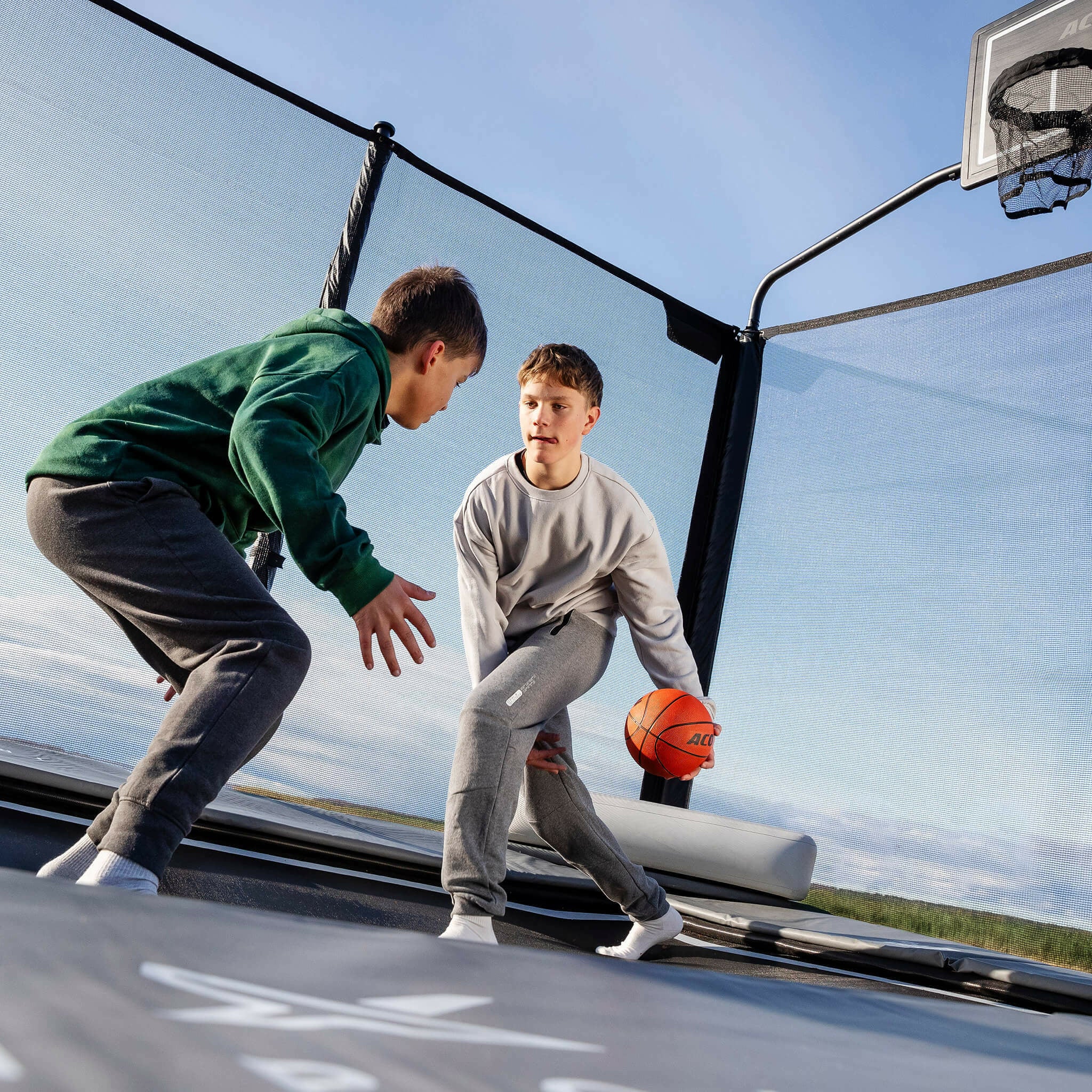 ACON X Basketball Hoop with Back Net for 17ft Rectangular Trampoline - Image 5
